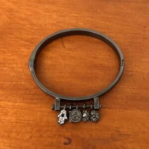 Marlyn Schiff Charm Bangle Bracelet Hamsa Hand Peace Sign Flower Crystal Charm